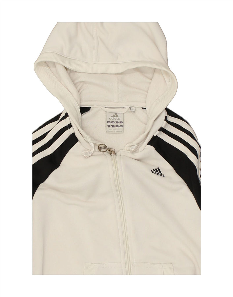 ADIDAS Womens Zip Hoodie Sweater UK 8 Small  White Polyester | Vintage Adidas | Thrift | Second-Hand Adidas | Used Clothing | Messina Hembry 