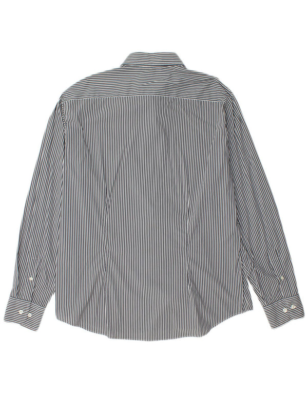 Fred Perry Mens Slim Fit Shirt 2XL Navy Blue Pinstripe Cotton