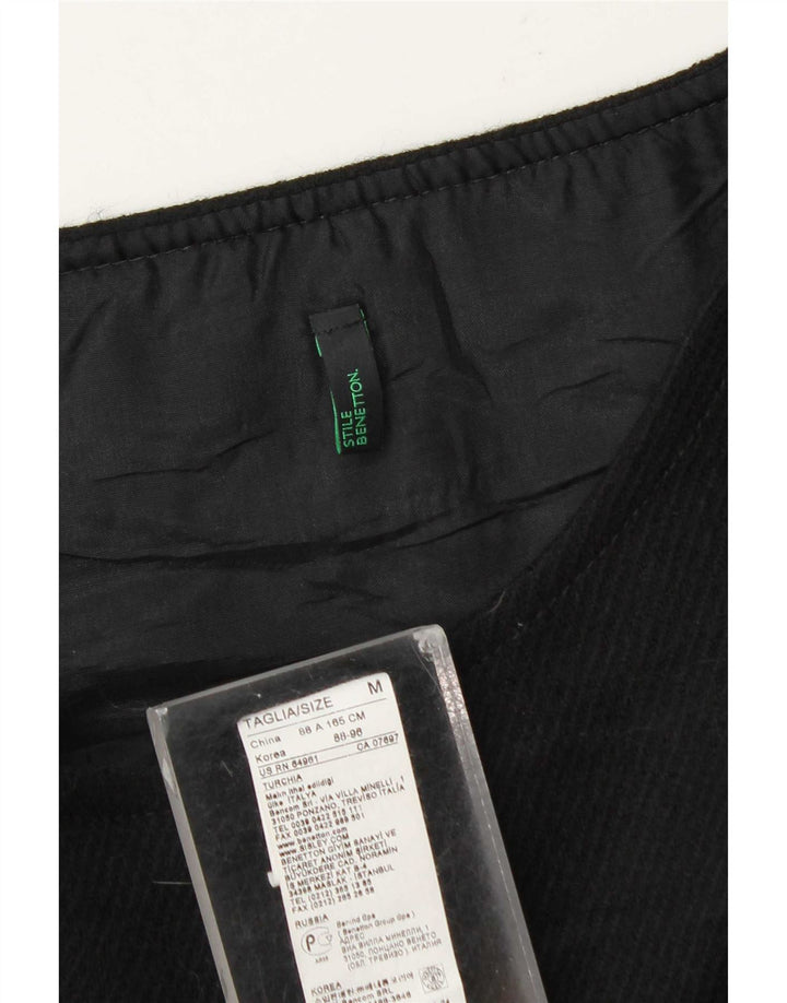 Benetton Womens Sleeveless Shift Dress UK 12 Medium Black Wool