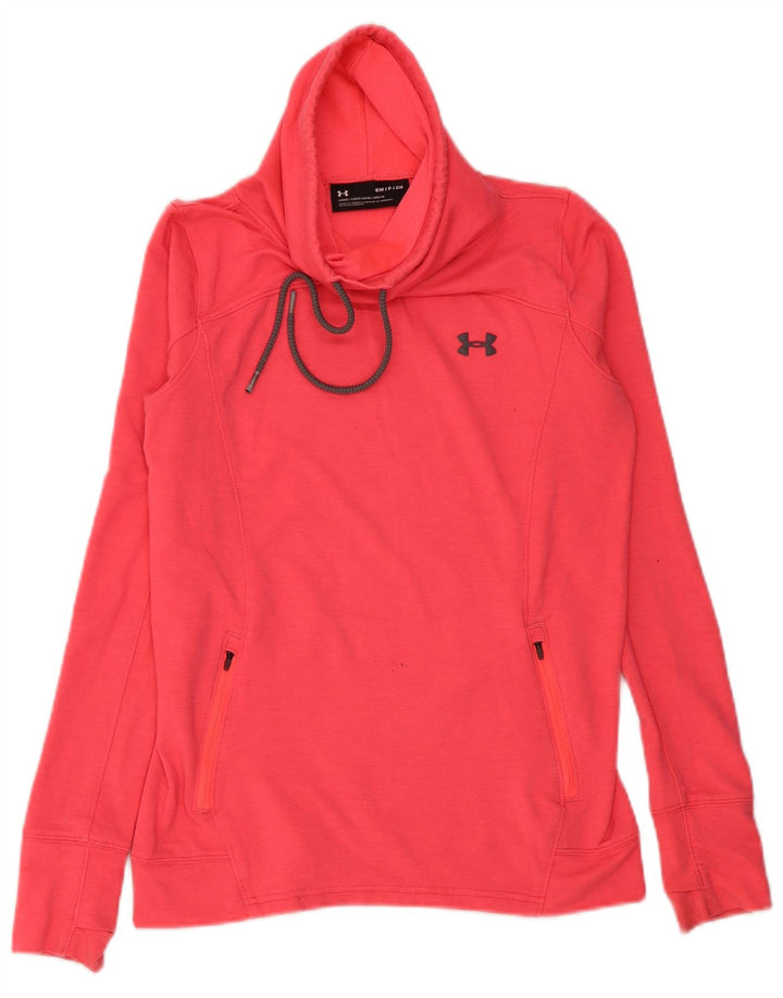 Under Armour Womens Roll Neck Sweatshirt Jumper UK 10 Small Pink Polyester