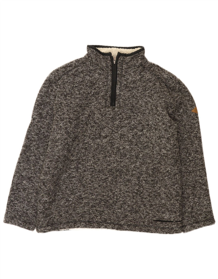 Orvis Womens Zip Neck Sweatshirt Jumper UK 14 Medium Grey Flecked Polyester