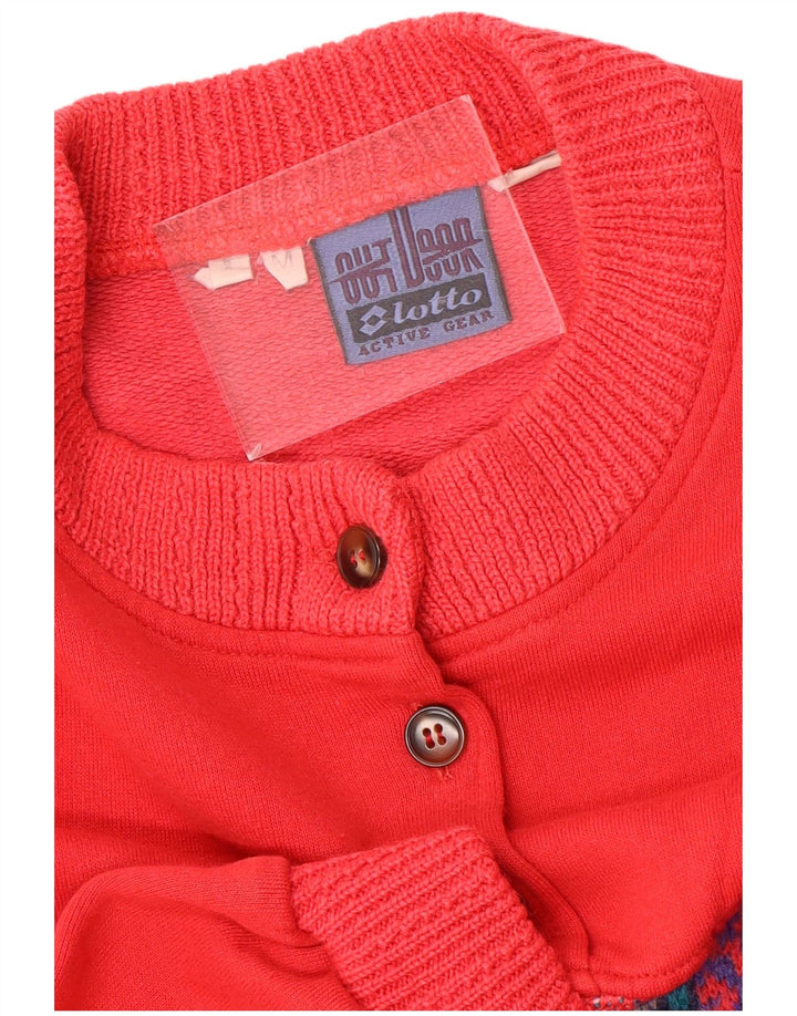 LOTTO Womens Oversized Sweatshirt Jumper UK 14 Medium Red Fair Isle