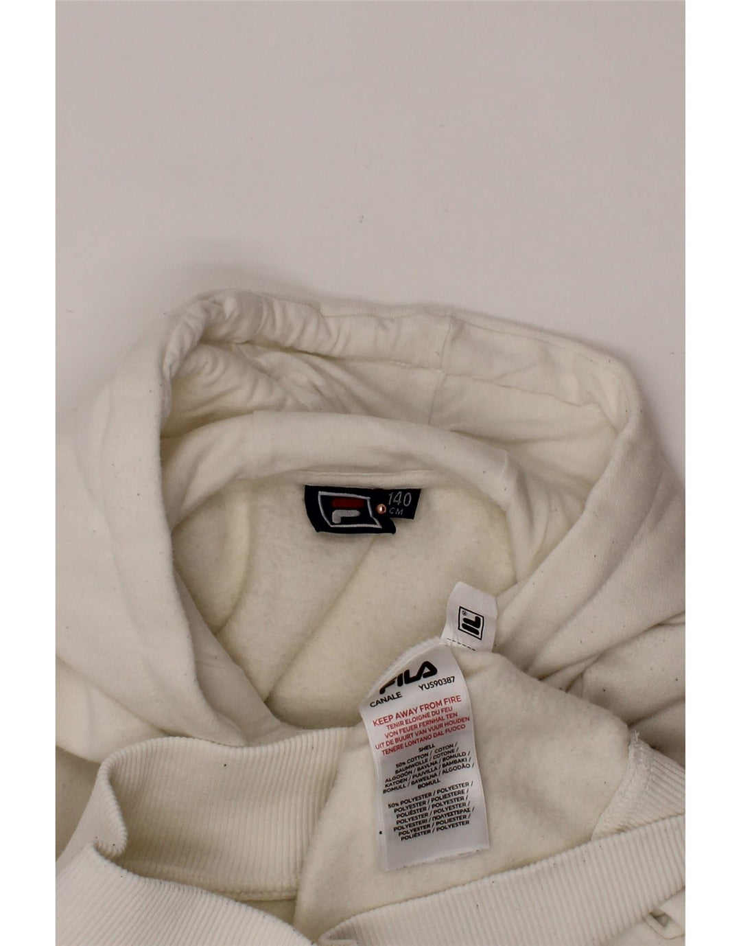 FILA Boys Hoodie Jumper 9-10 Years White Cotton