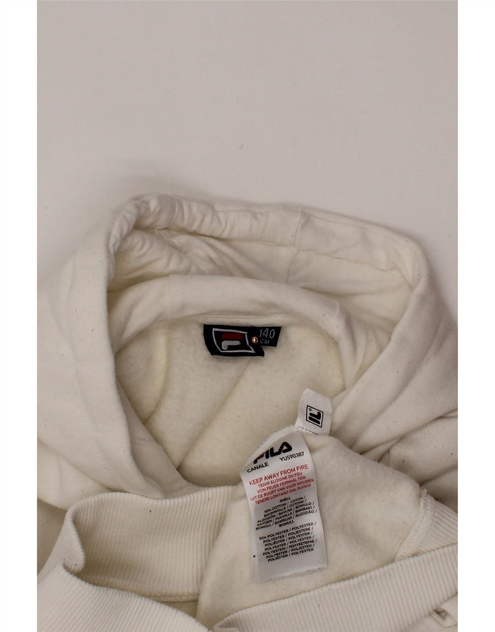 FILA Boys Hoodie Jumper 9-10 Years White Cotton