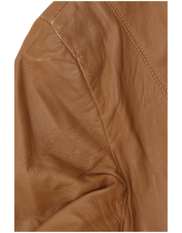 Vintage Womens Leather Jacket IT 48 XL Beige Leather