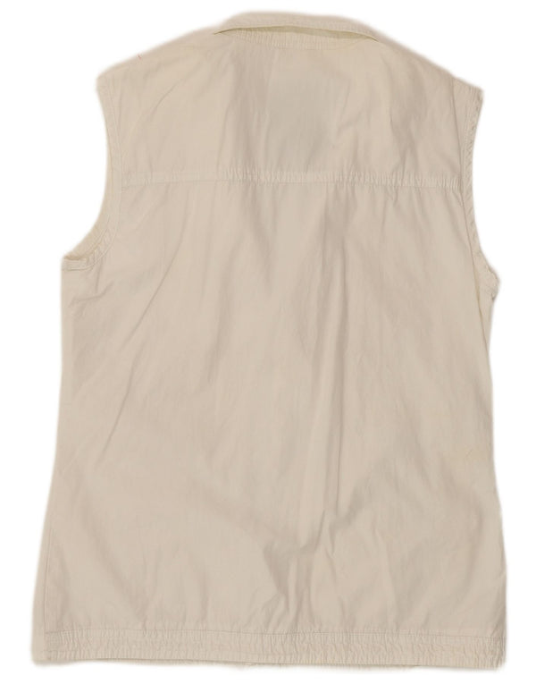 Gas Womens Sleeveless Tracksuit Top Jacket UK 14 Medium White Cotton
