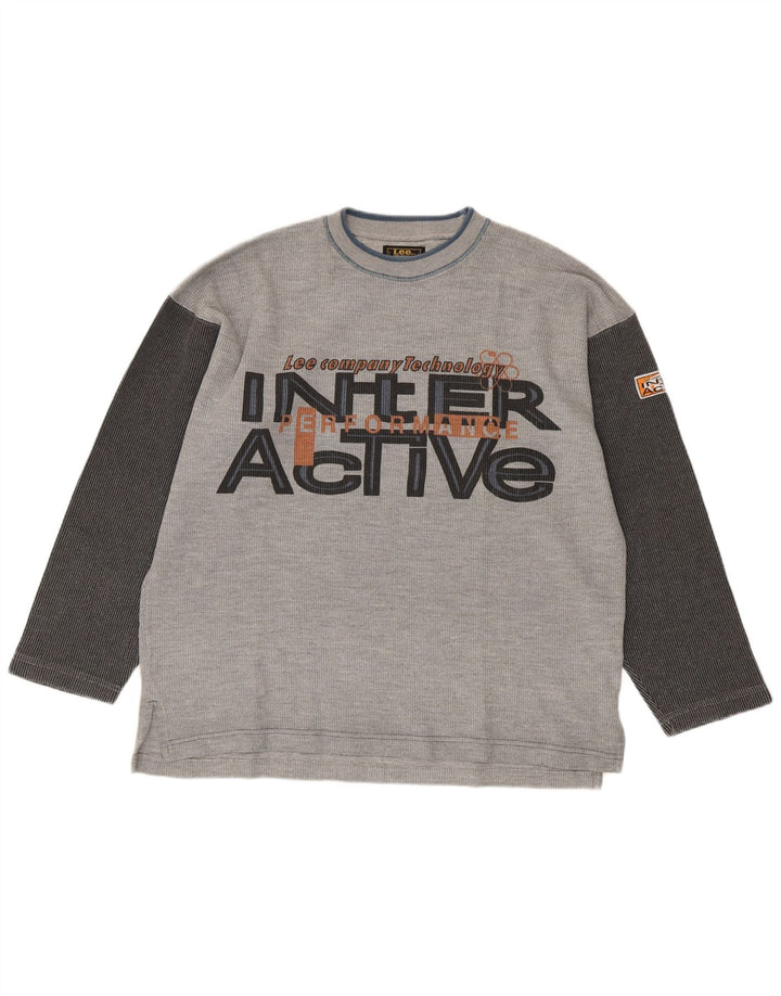 Lee Mens Graphic Top Long Sleeve Large Grey Colourblock Cotton