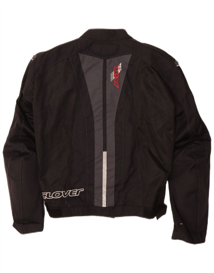 Clover Womens Graphic Racer Jacket UK 14 Medium Black Colourblock Polyamide