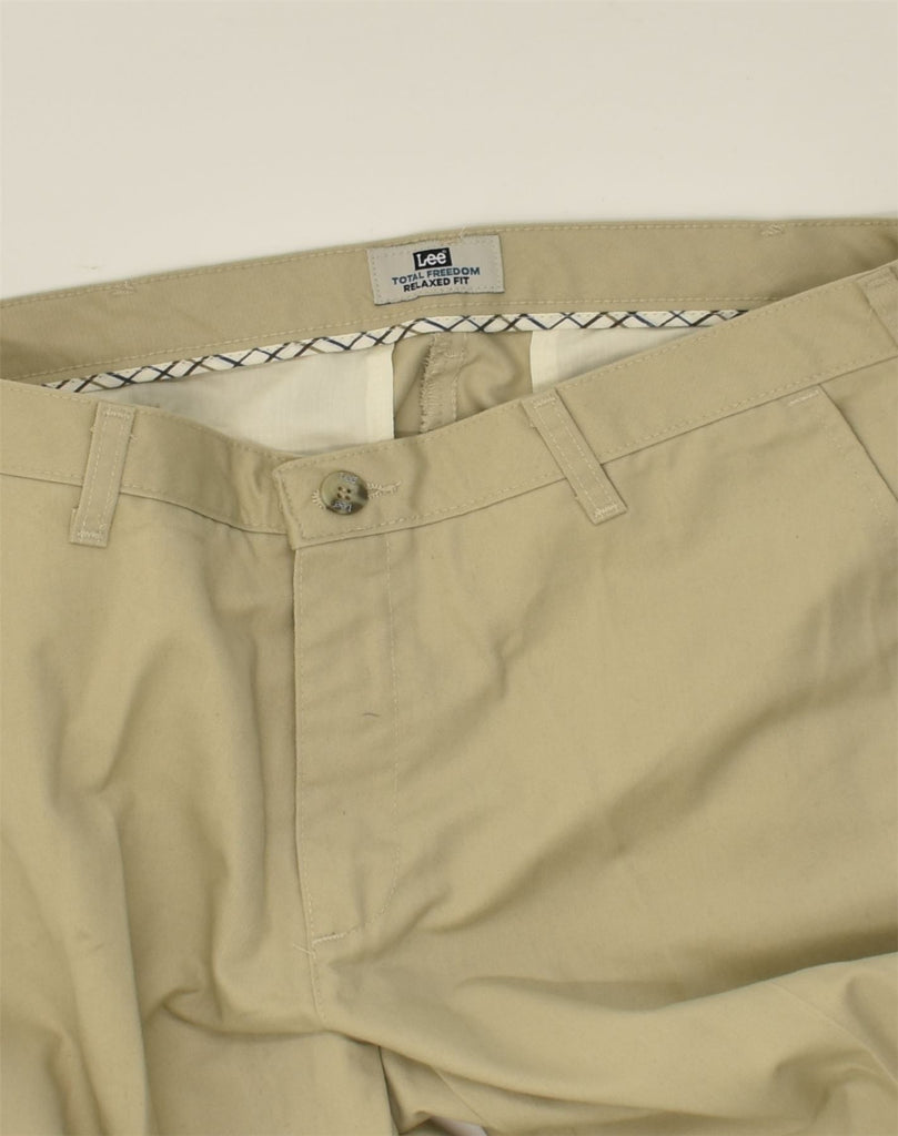 LEE Mens Relaxed Fit Chino Trousers W34 L32 Beige Polyester | Vintage Lee | Thrift | Second-Hand Lee | Used Clothing | Messina Hembry 