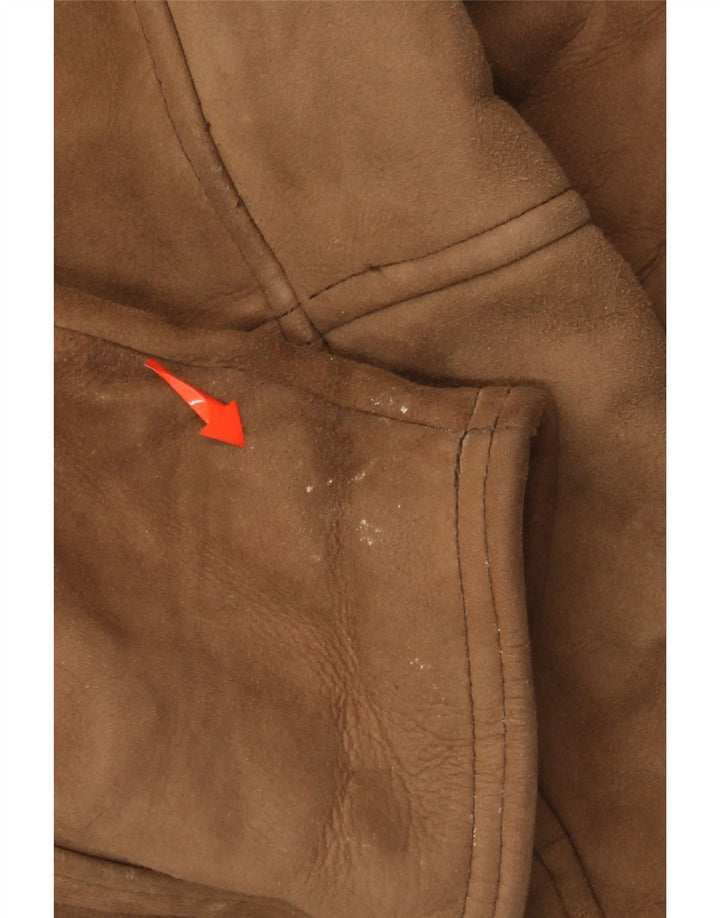 Vintage Mens Shearling Double Breasted Coat IT 52 XL Brown