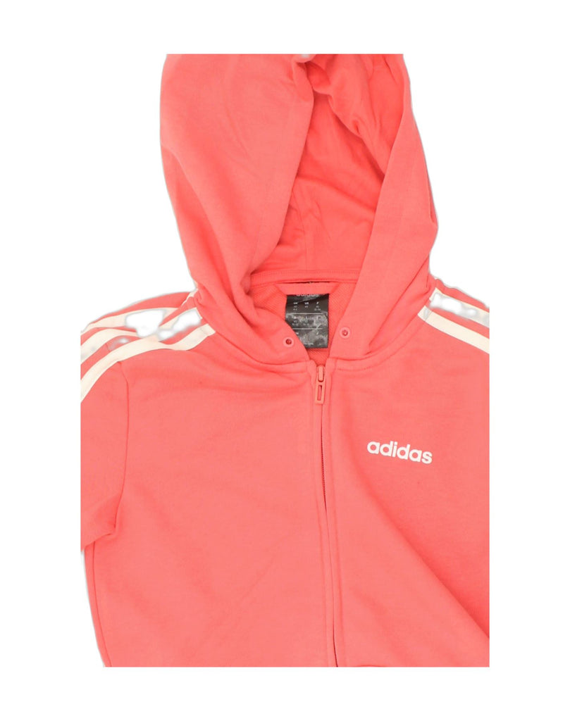 ADIDAS Womens Zip Hoodie Sweater UK 4/6 XS Red Cotton | Vintage Adidas | Thrift | Second-Hand Adidas | Used Clothing | Messina Hembry 