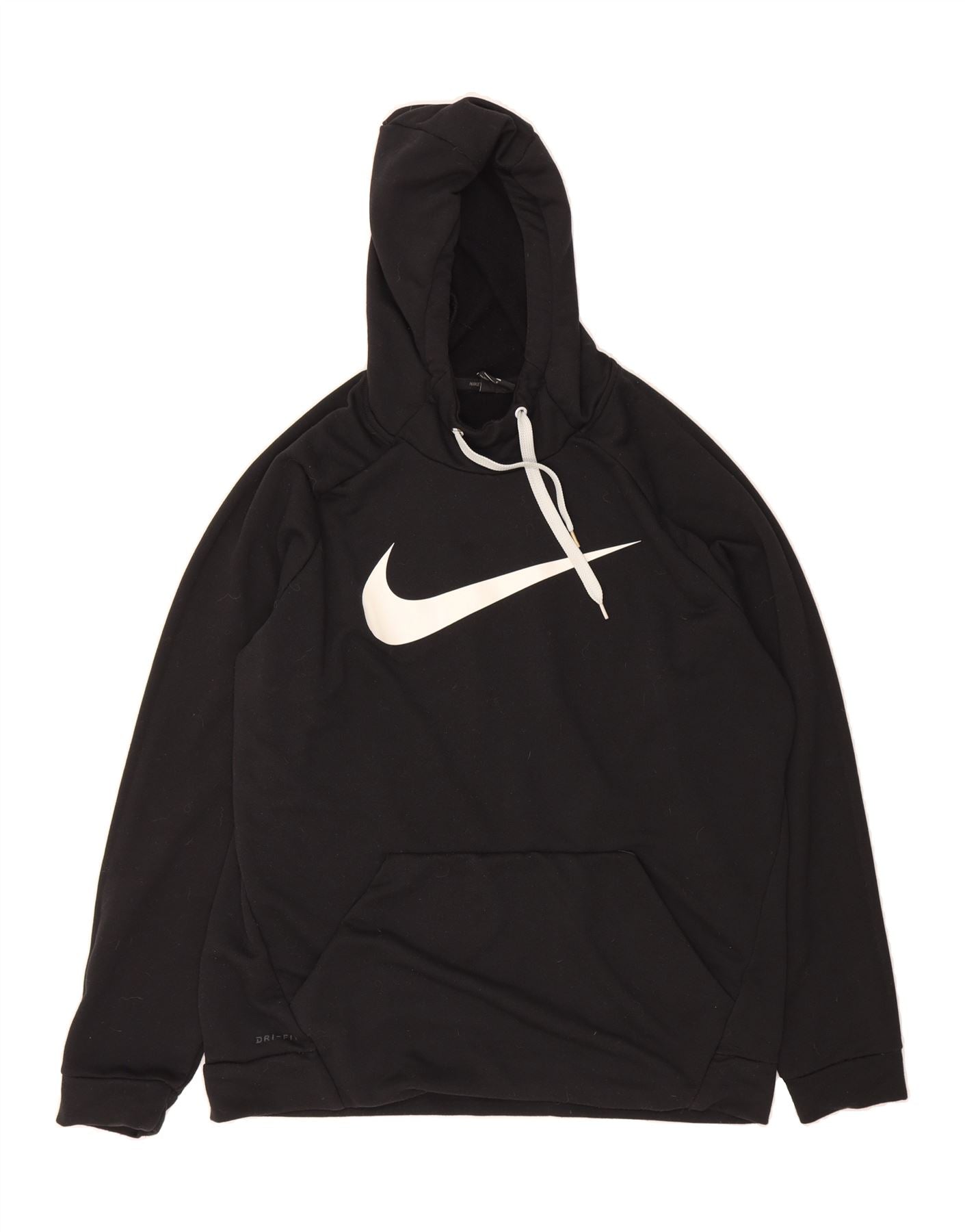 NIKE Mens Dri Fit Graphic Hoodie Jumper Large Black Polyester