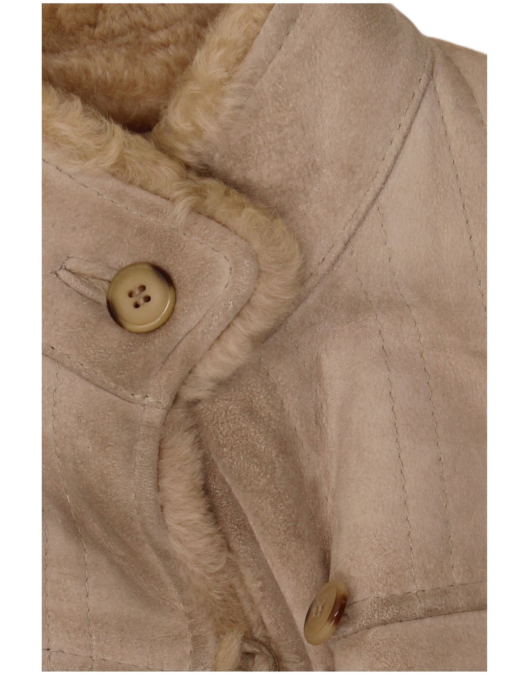 Vintage Womens Shearling Coat IT 46 Large Beige Leather