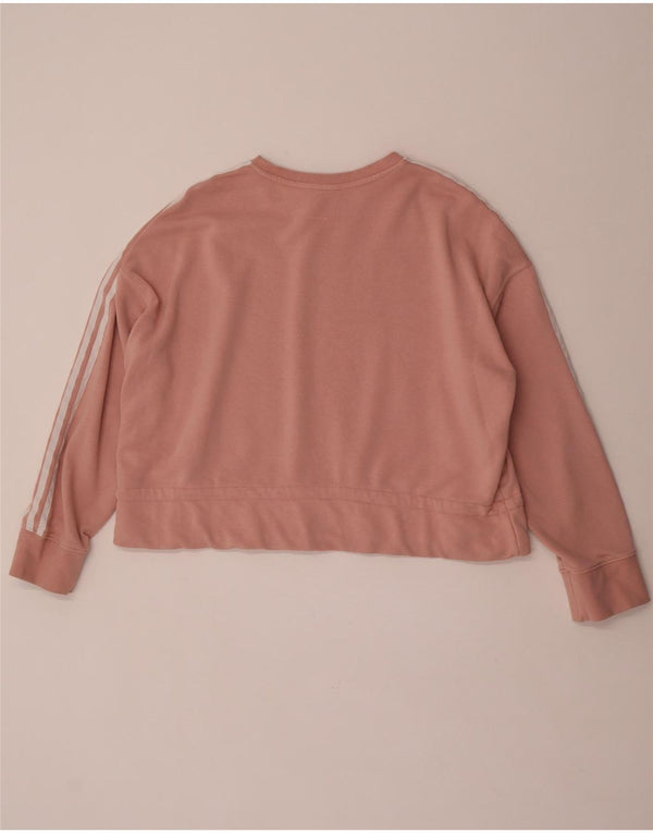 Adidas Womens Crop Sweatshirt Jumper UK 22 3XL Pink Cotton