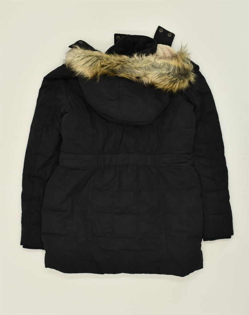 FAT FACE Womens Hooded Parka Jacket UK  12 Medium Black Polyester | Vintage Fat Face | Thrift | Second-Hand Fat Face | Used Clothing | Messina Hembry 