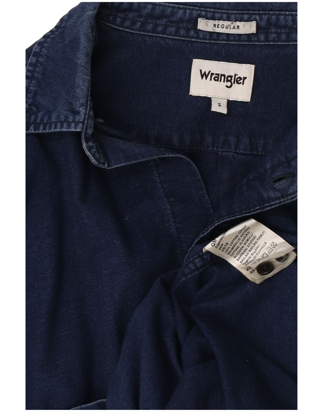 Wrangler Mens Denim Shirt Small Navy Blue Cotton