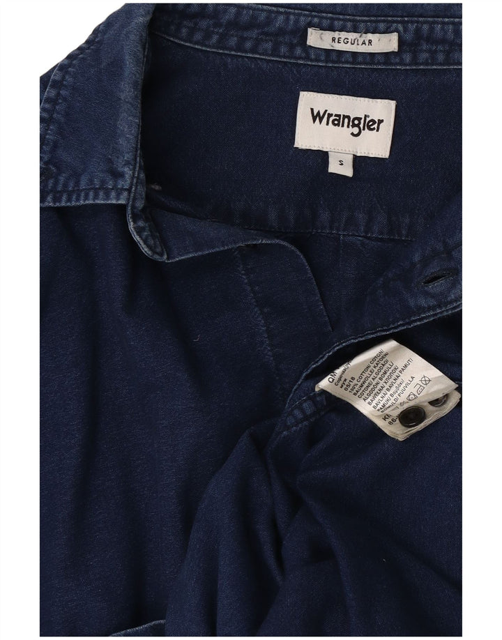 Wrangler Mens Denim Shirt Small Navy Blue Cotton