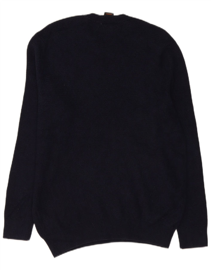 Hugo Boss Mens Crew Neck Jumper Sweater Large Navy Blue Cotton