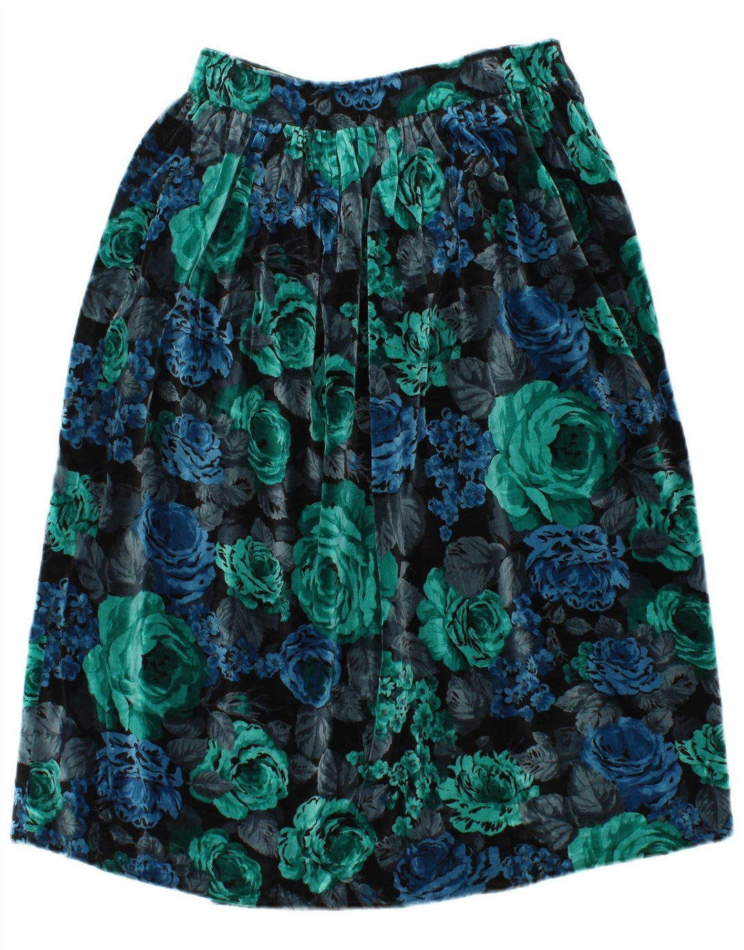 Vintage Womens Velvet A-Line Skirt W28 Medium Multicoloured Floral