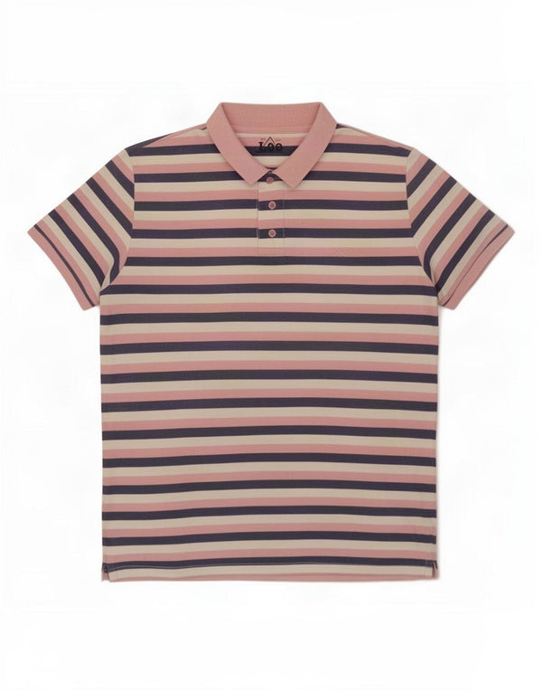 Lee Mens Regular Polo Shirt XL Multicoloured Striped Cotton