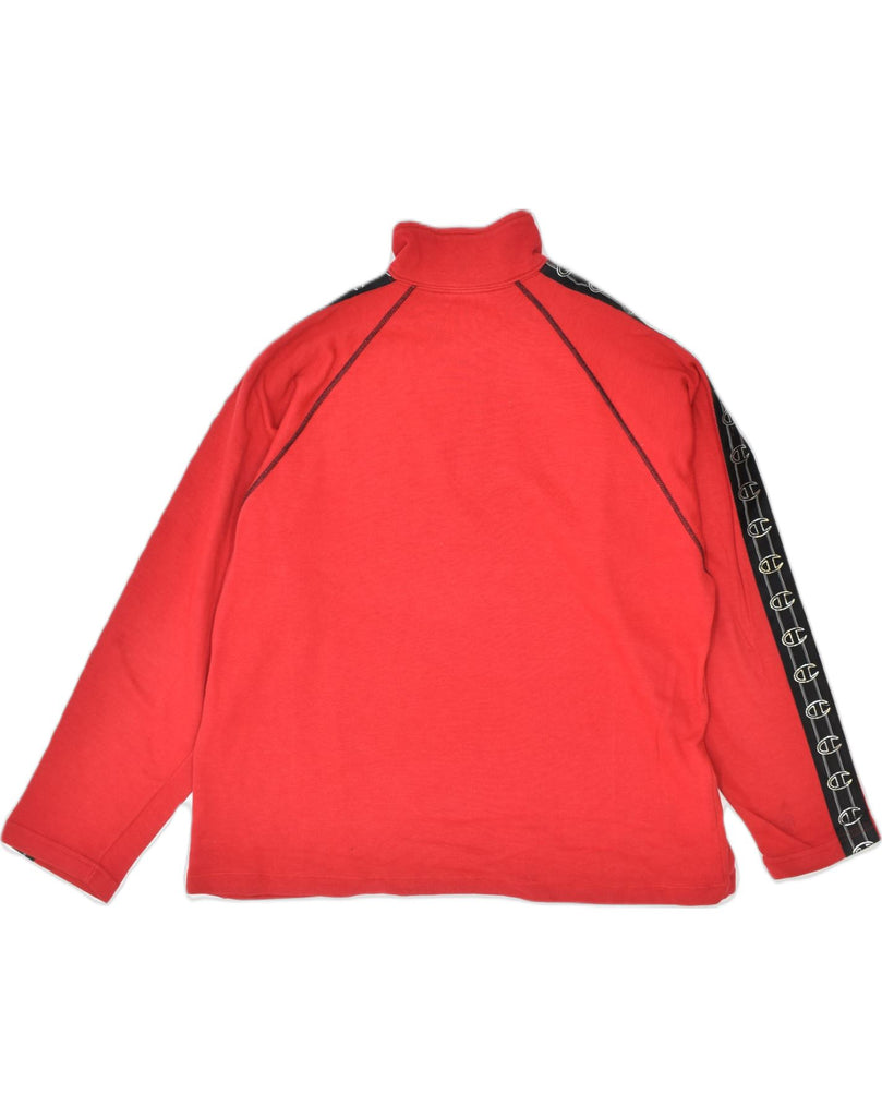 CHAMPION Mens Zip Neck Sweatshirt Jumper XL Red Cotton | Vintage | Thrift | Second-Hand | Used Clothing | Messina Hembry 