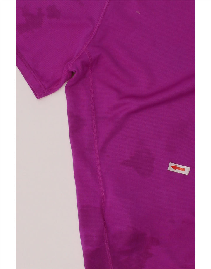 Asics Boys T-Shirt Top 10-11 Years Small Purple Striped Polyester