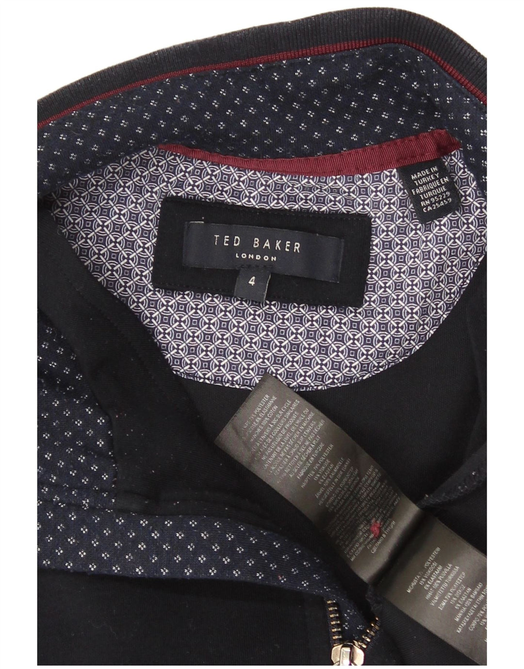 Ted Baker Mens Zip Neck Sweatshirt Jumper Size 4 Large Navy Blue Polyester