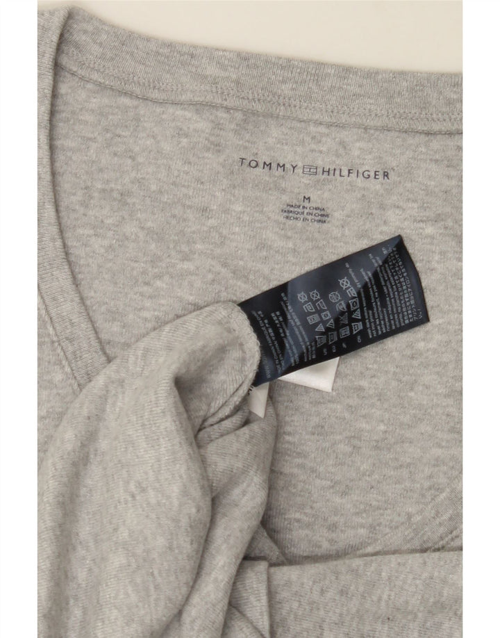 TOMMY HILFIGER Womens T-Shirt Top UK 12 Medium Grey Cotton Vintage Tommy Hilfiger and Second-Hand Tommy Hilfiger from Messina Hembry 