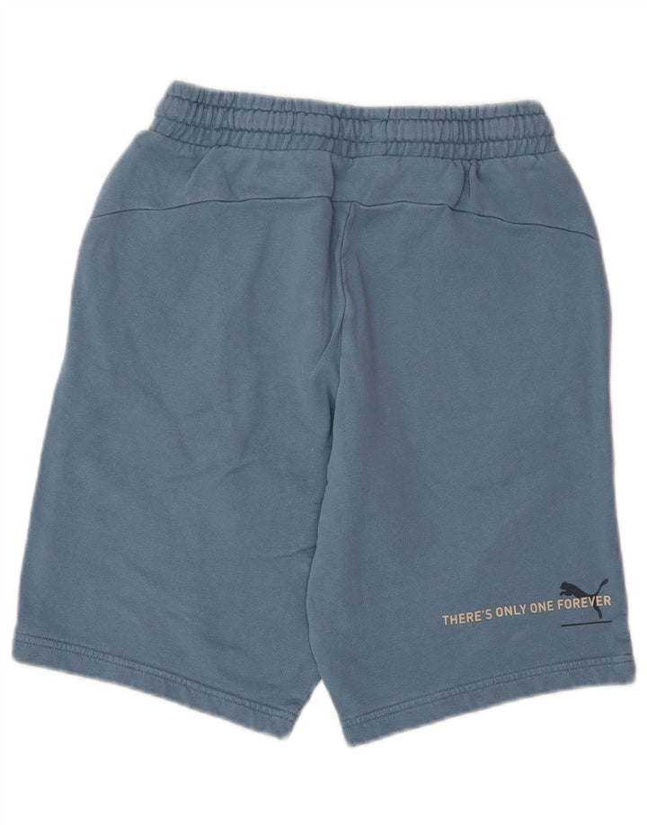 PUMA Mens Graphic Sport Shorts Small Blue Cotton