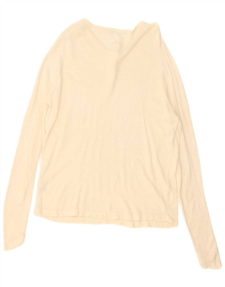 Marks & Spencer Womens Top Long Sleeve UK 16 Large Beige Acrylic