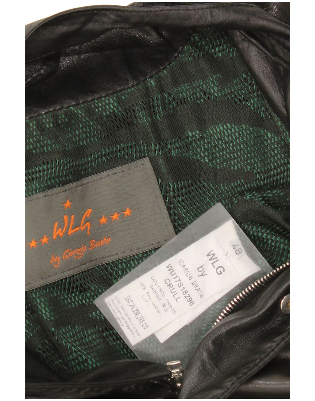 Mens Leather Jacket IT 48 Medium Black Leather