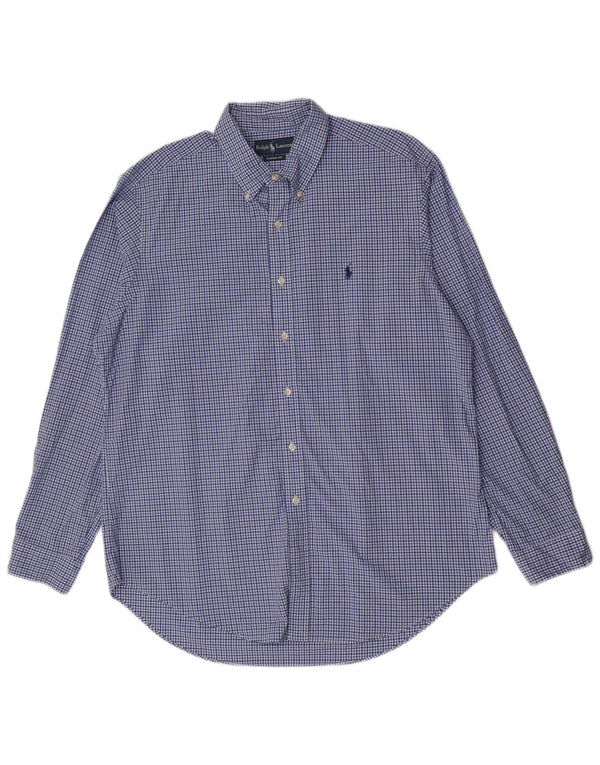 Ralph Lauren Mens Classic Fit Shirt XL Blue Gingham Cotton