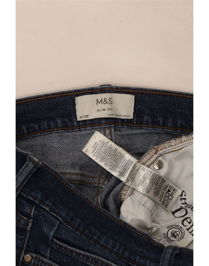 Marks & Spencer Mens Slim Jeans W34 L29 Blue Cotton