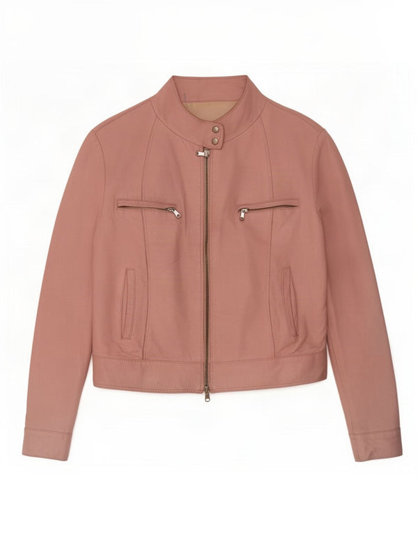 Wanted Womens Leather Racer Jacket IT 48 XL Pink