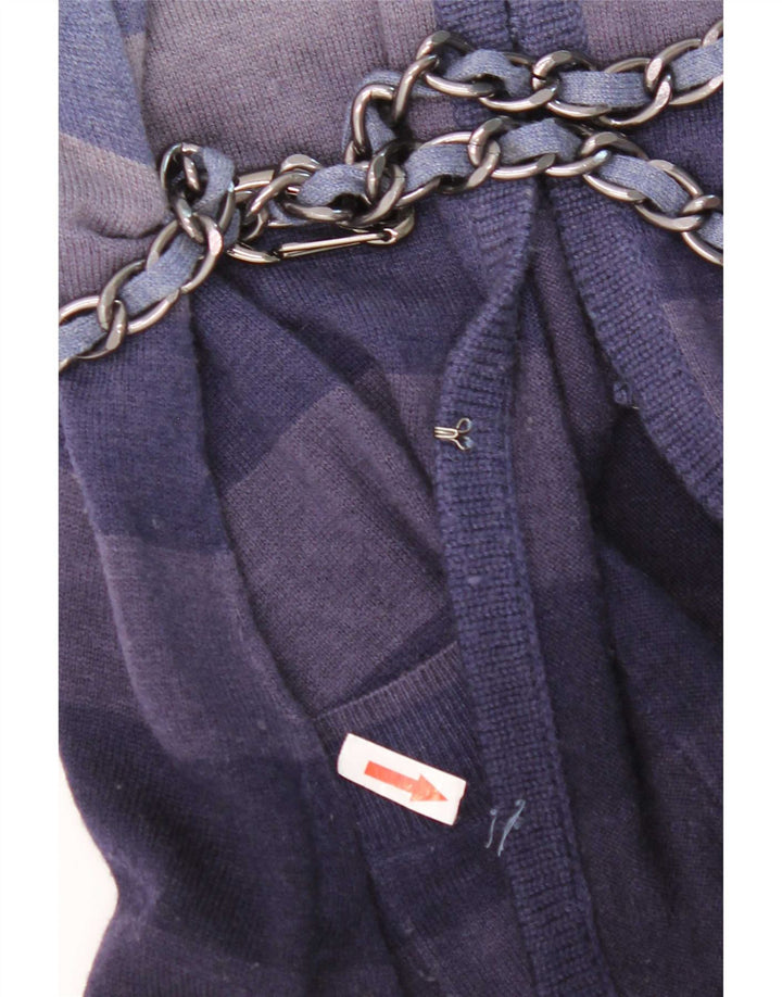 Roberta Scarpa Womens Cardigan Sweater IT 46 Large Navy Blue Striped