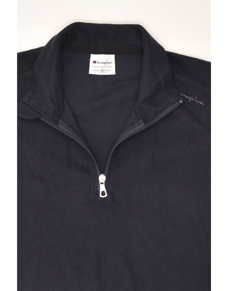 CHAMPION Mens Zip Neck Sweatshirt Jumper XL Navy Blue | Vintage Champion | Thrift | Second-Hand Champion | Used Clothing | Messina Hembry 