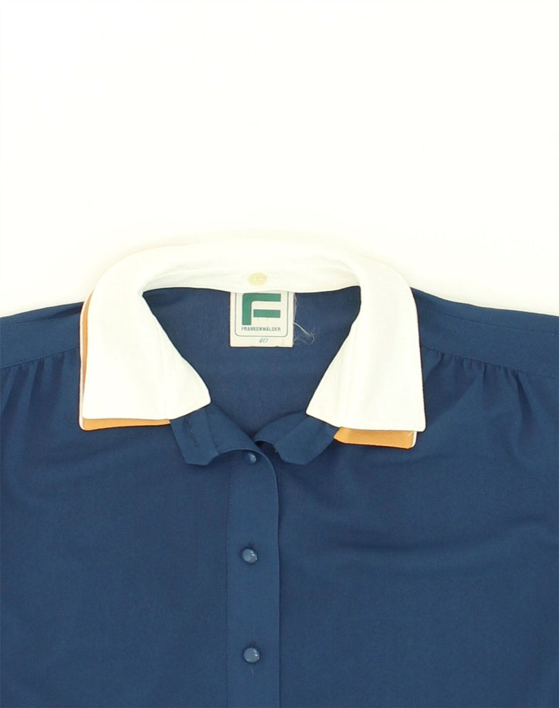 FRANKEN WALDER Womens Shirt Blouse IT 40 Small Navy Blue Polyester | Vintage Franken Walder | Thrift | Second-Hand Franken Walder | Used Clothing | Messina Hembry 