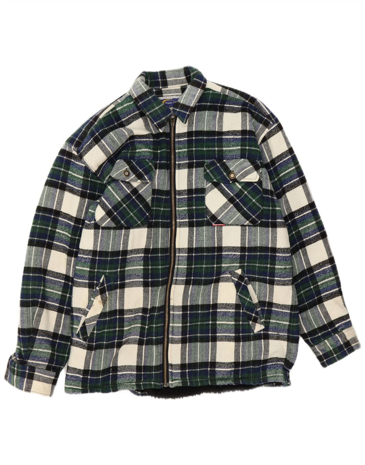 Vintage Mens Flannel Shirt Large Green Check