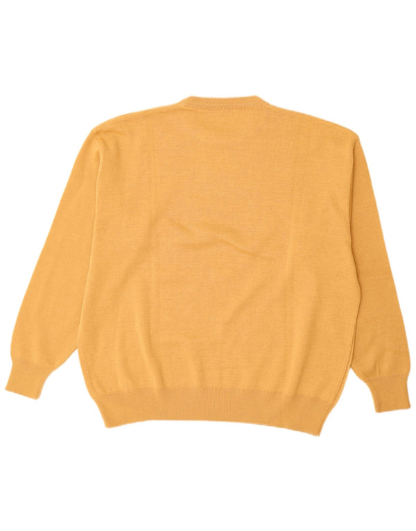 Vintage Mens Crew Neck Jumper Sweater XL Yellow Wool