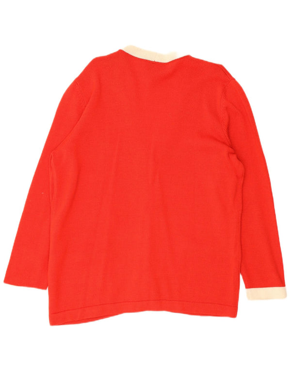 Luisa Spagnoli Womens Cardigan Sweater UK 16 Large Red Colourblock Wool