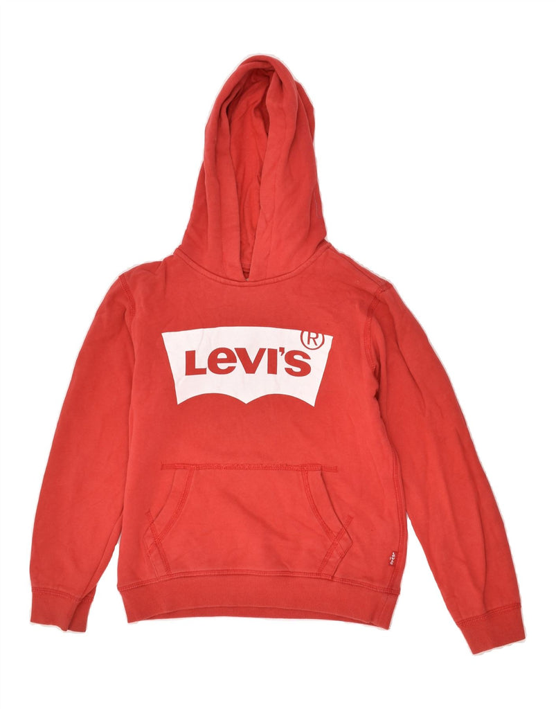 LEVI'S Boys Graphic Hoodie Jumper 9-10 Years Red Cotton | Vintage Levi's | Thrift | Second-Hand Levi's | Used Clothing | Messina Hembry 