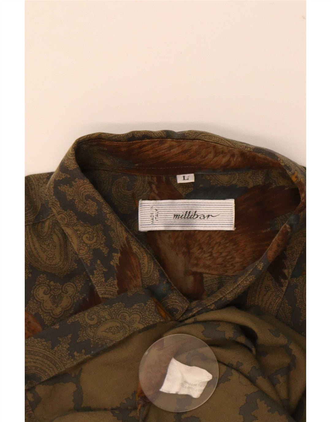 Millibar Mens Shirt Large Beige Paisley Cotton