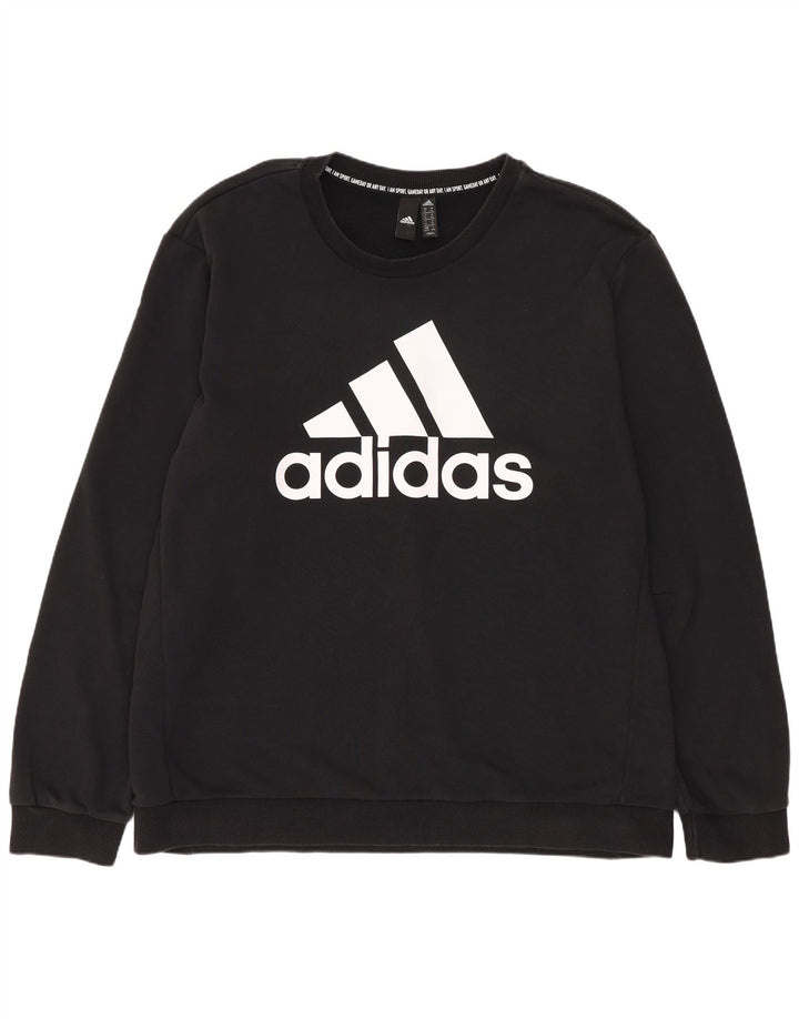 Adidas Mens Graphic Regular Fit Sweatshirt Jumper XL Black Cotton