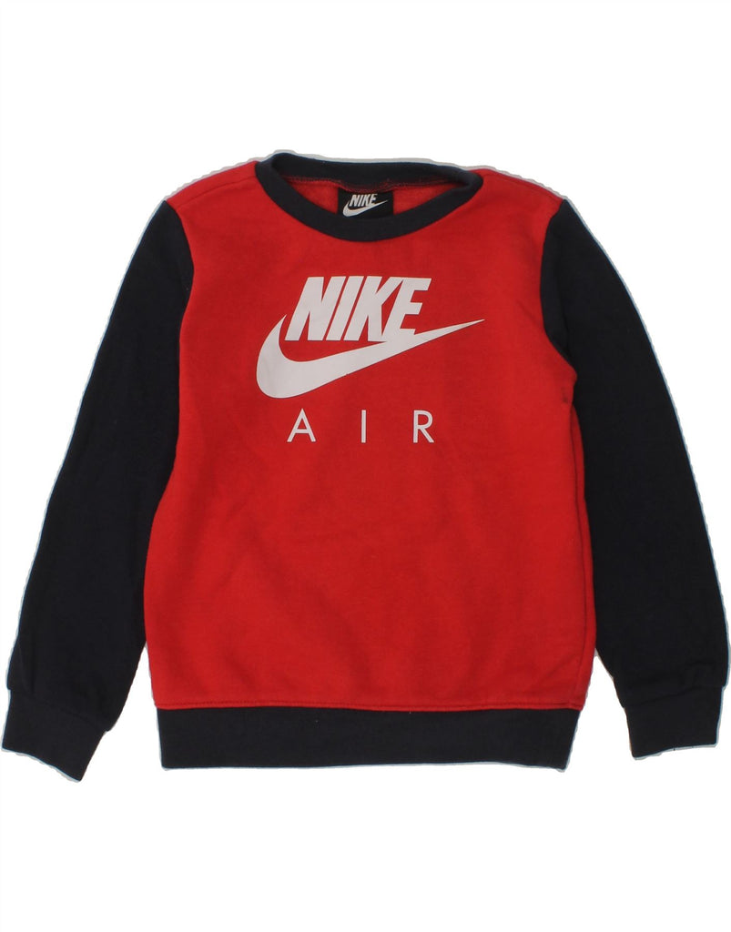 NIKE Boys Graphic Sweatshirt Jumper 3-4 Years Red Colourblock Cotton | Vintage Nike | Thrift | Second-Hand Nike | Used Clothing | Messina Hembry 