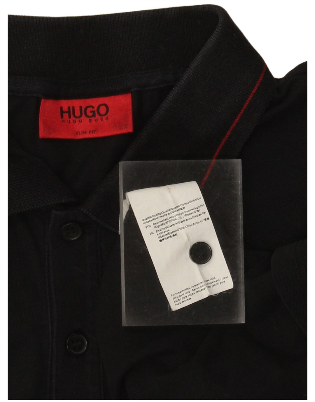 HUGO BOSS Mens Slim Fit Polo Shirt Medium Black Cotton
