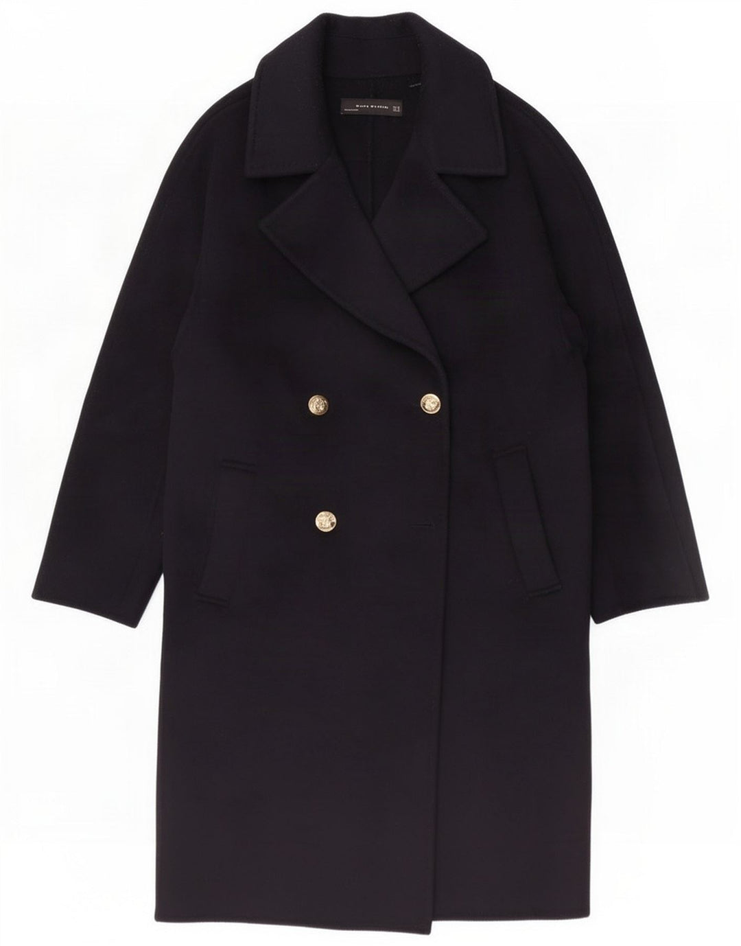 Zara Womens Double Breasted Coat UK 14 Medium Navy Blue