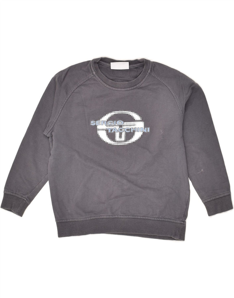 SERGIO TACCHINI Boys Graphic Sweatshirt Jumper 9-10 Years Grey | Vintage Sergio Tacchini | Thrift | Second-Hand Sergio Tacchini | Used Clothing | Messina Hembry 