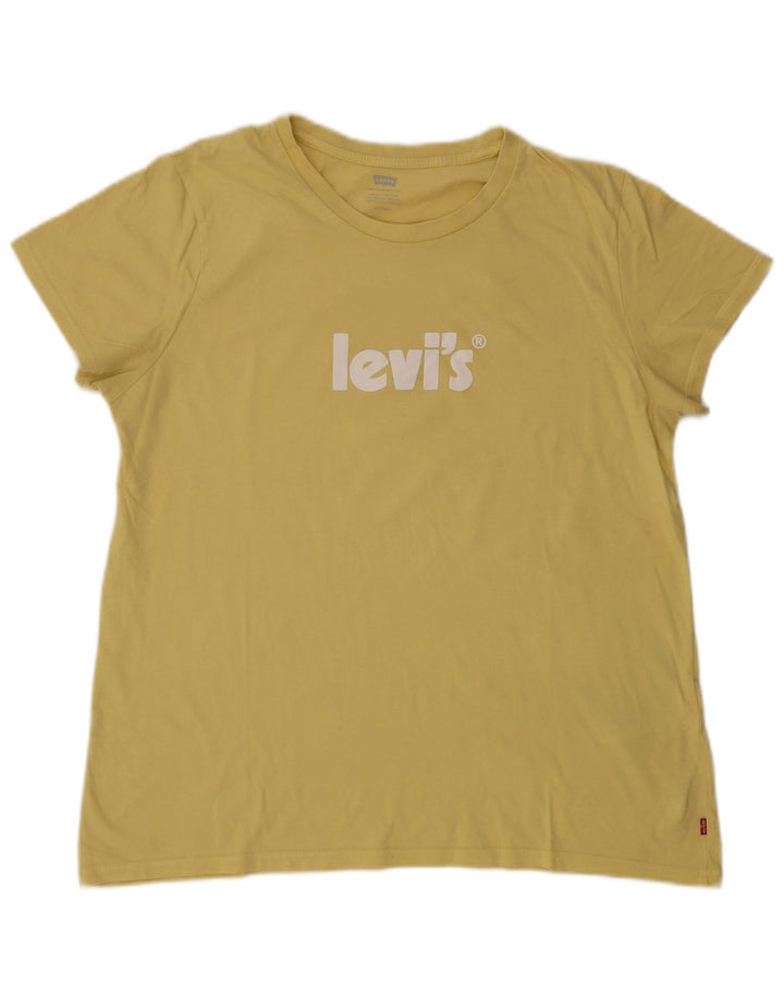 LEVI'S Womens Graphic T-Shirt Top UK 18 XL Yellow Cotton