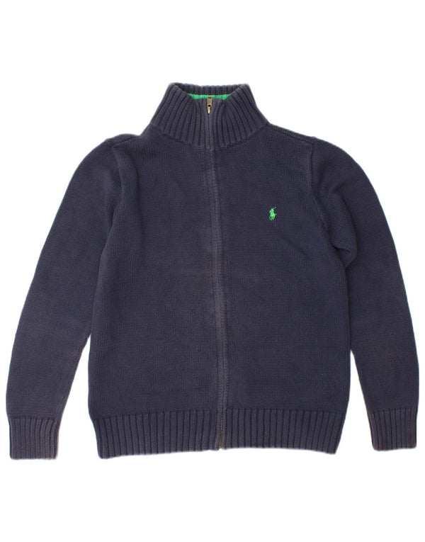 Ralph Lauren Boys Cardigan Sweater 14-15 Years Large Navy Blue Cotton