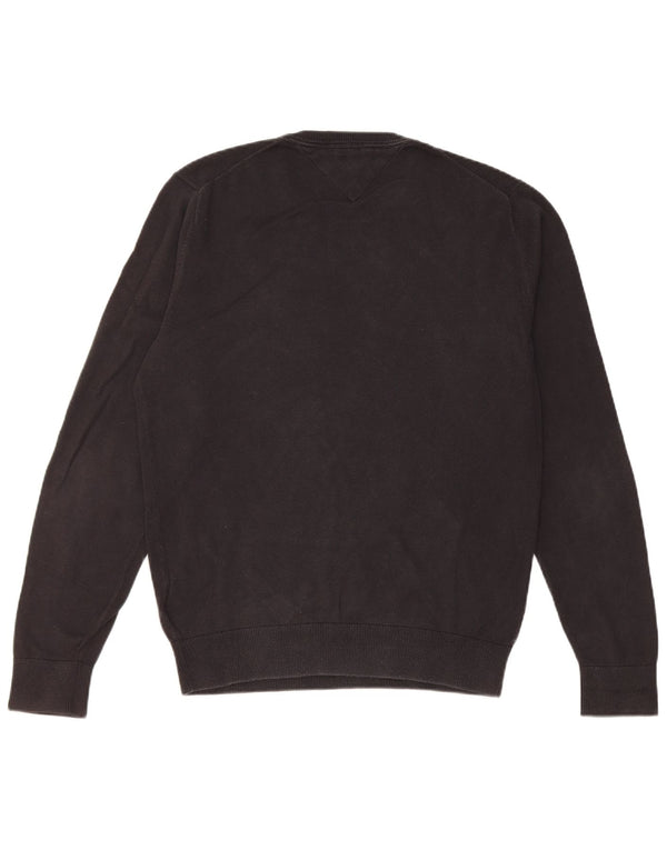Tommy Hilfiger Womens Crew Neck Jumper Sweater Small Black Cotton